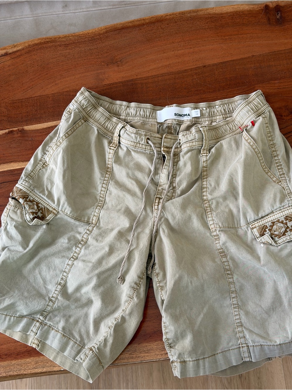 Sonoma Light Khaki Women's Cargo Shorts with Drawstring